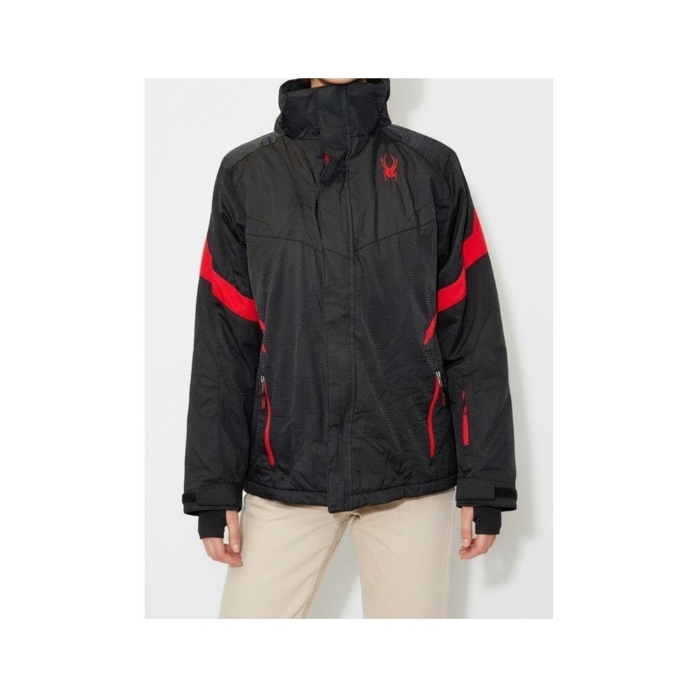 Spyder Boys Ski Jacket Size 14/152 Black Red Spylon XT 5000mm Quilted